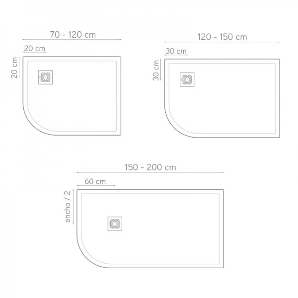 Plato de ducha semicircular a medida modelo Angular