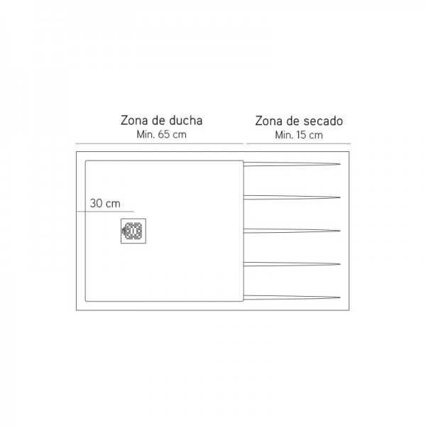 Plato de ducha de resina a medida modelo Zona de secado