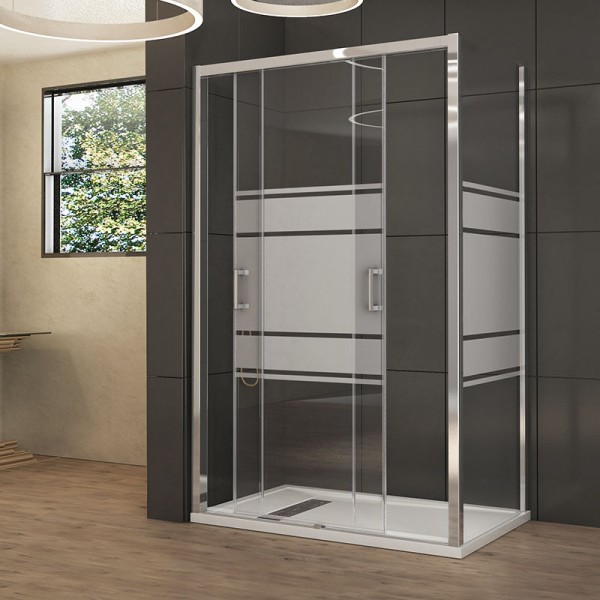 Mampara X-50 doble puerta + fijo en ángulo X60SP