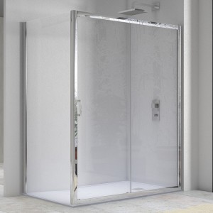 Mampara puerta y fijo en línea X-60  + Fijo en ángulo X60SP 2