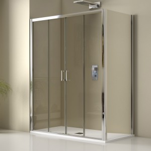 Mampara doble puerta y doble fijo en línea X-80 + Fijo en ángulo X60SP 2