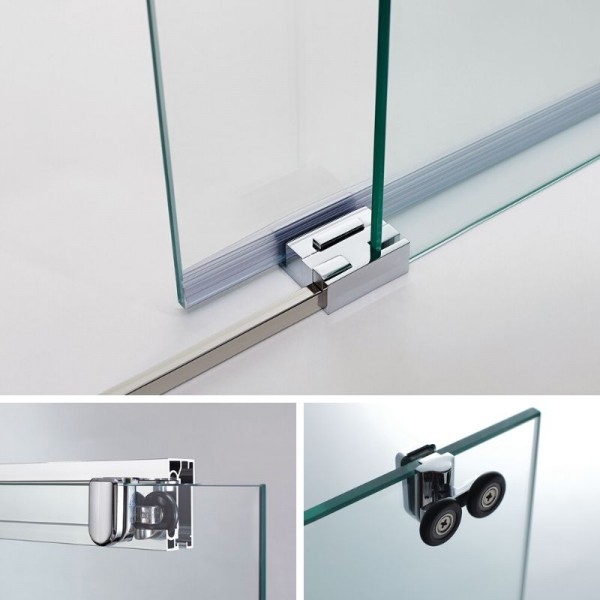 Mampara de ducha BASIC - Fijo + Corredera - perfil NEGRO MATE