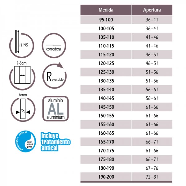Mampara de ducha BASIC - Fijo + Corredera - perfil NEGRO MATE