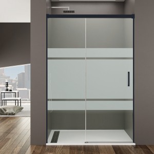 Mampara de ducha BASIC - Fijo + Corredera - perfil NEGRO MATE 2