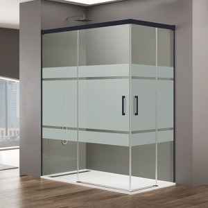 Mampara de ducha BASIC - angular al vértice - perfil NEGRO MATE 2