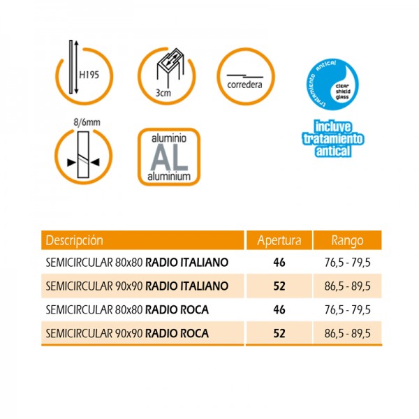 Mampara de ducha PRESTIGE TITAN - semicircular