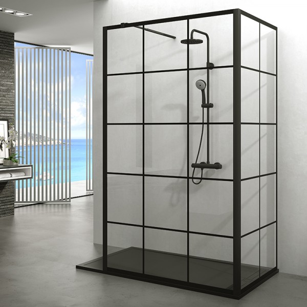 Fijo de ducha SCREEN BLACK CHESS ANGULAR - fijos en angulo con serigrafía en negro