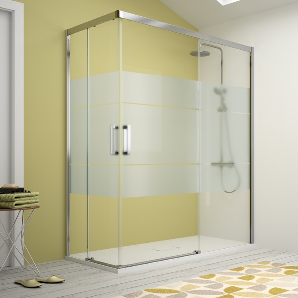 Mampara de ducha 400 - Angular 2 fijos + 2 puertas