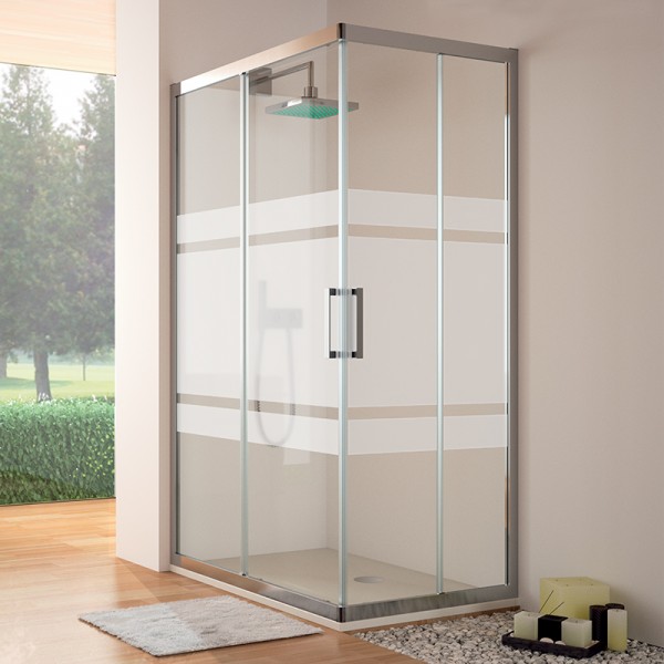Mampara de ducha 300 - Angular 2 fijos + 2 puertas