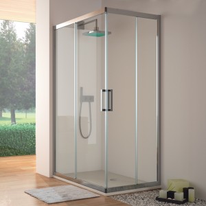 Mampara de ducha 300 - Angular 2 fijos + 2 puertas