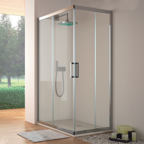 Mampara de ducha 300 - Angular 2 fijos + 2 puertas