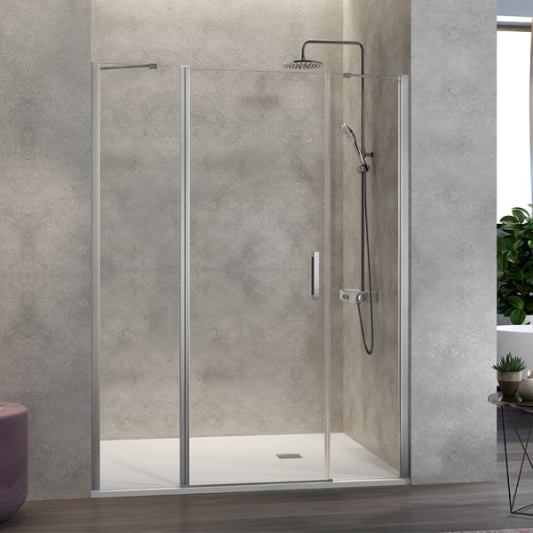 Mampara de ducha Nardi - 2 Paneles Fijos + 1 Puerta Abatible