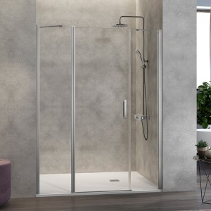 Mampara de ducha Nardi - 2 Paneles Fijos + 1 Puerta Abatible