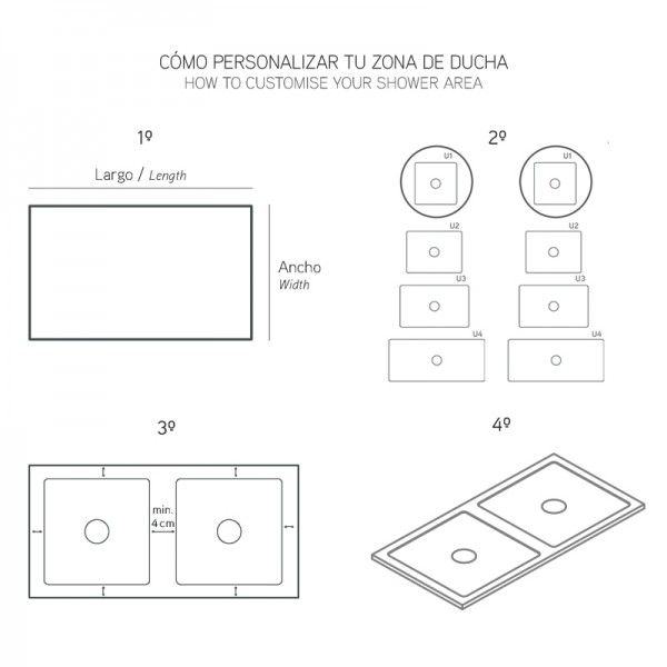 Plato de ducha Unic doble zona de ducha