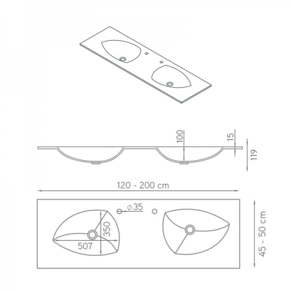 Lavabo doble con encimera AmeliPlus