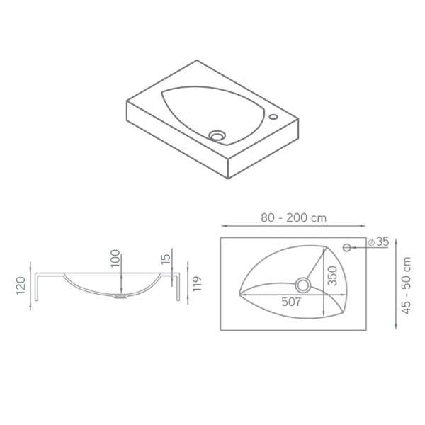 Lavabo con encimera y faldón AmeliPlus