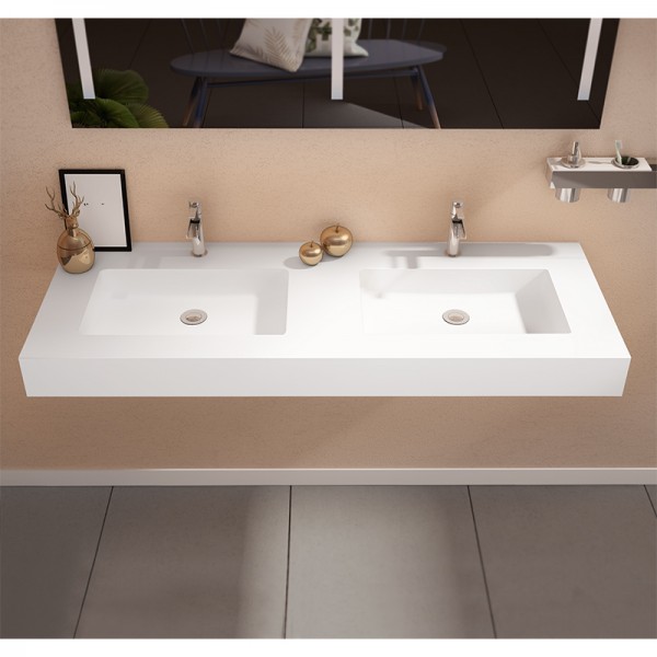 Lavabo doble con encimera y faldón AlfaPlus