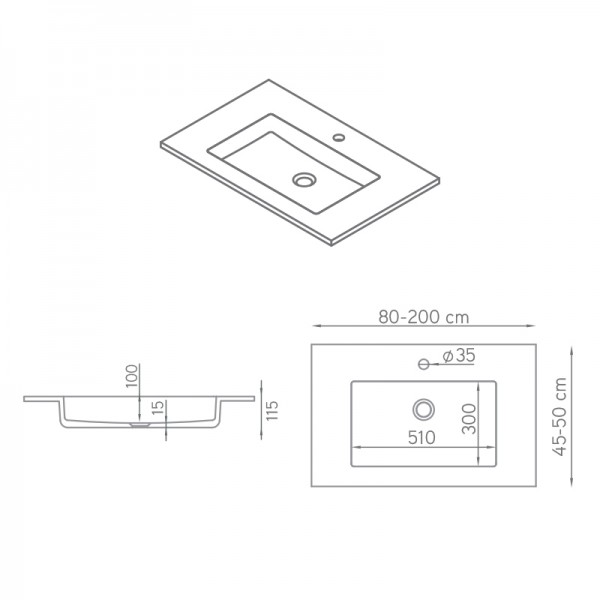 Lavabo con encimera Alfa ST-ONE