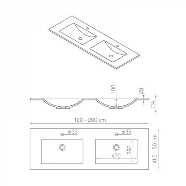 Lavabo doble con encimera Epsilon ST-ONE