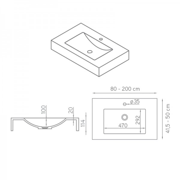 Lavabo con encimera y faldón Epsilon ST-ONE