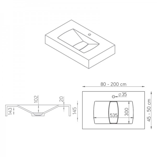 Lavabo con encimera y faldón Sigma ST-ONE