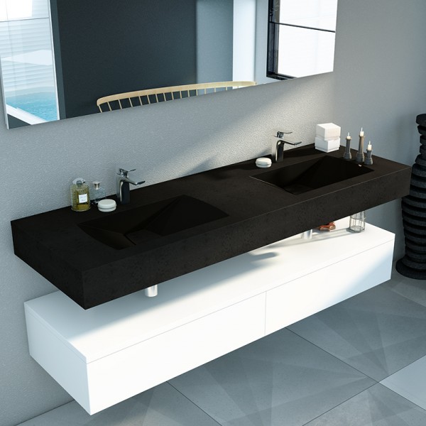 Lavabo doble con encimera y faldón Sigma ST-ONE