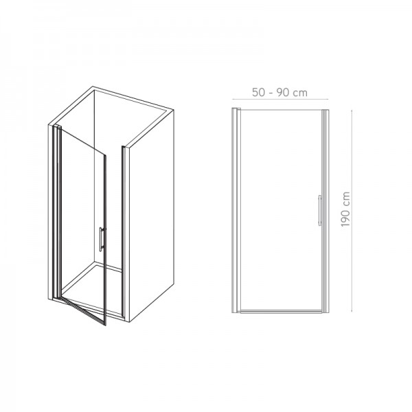 Mampara de ducha abatible Tánger - puerta de vidrio