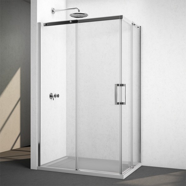 Mampara de ducha cuadrada S.5000 CU - 2 puertas + 2 fijos en ángulo