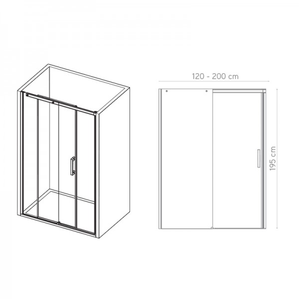 Mampara de ducha frontal S.5000 AL - una puerta + un fijo