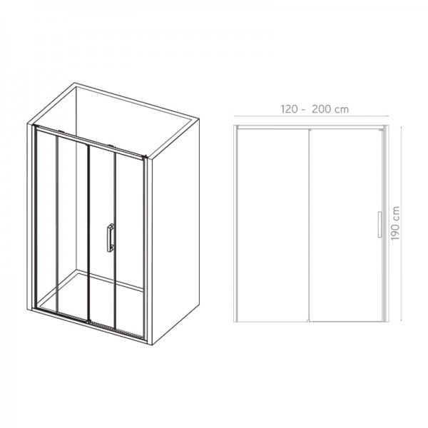 Mampara de ducha frontal S.3000 AL - puerta + fijo