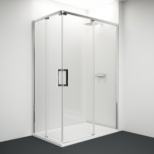 Mampara de ducha cuadrada S.3000 CU - 2 puertas + 2 fijos en ángulo