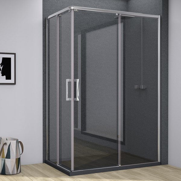 Mampara de ducha cuadrada S.3000 CU - 2 puertas + 2 fijos en ángulo