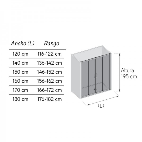 Mampara de ducha X-80P - 2 puertas deslizantes + 2 paneles fijos