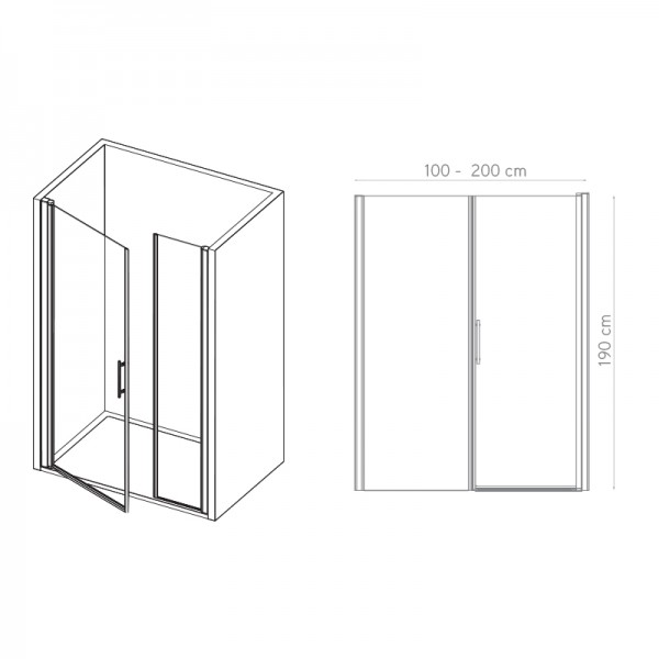 Mampara de ducha abatible Ankara - puerta abatible + fijo en línea