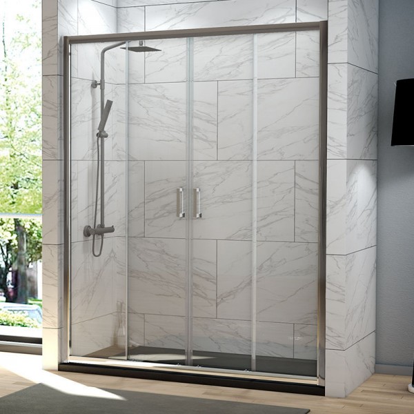 Mampara de ducha X-80P - 2 puertas deslizantes + 2 paneles fijos