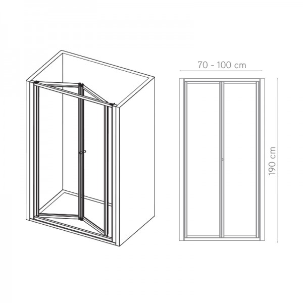 Mampara de ducha plegable Burdeos - puerta plegable