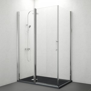 Mampara de ducha cuadrada Dublín - una puerta + dos fijos