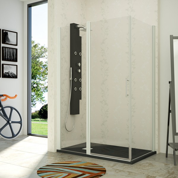 Mampara de ducha cuadrada Dublín - una puerta + dos fijos