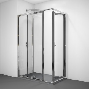 Mampara de ducha cuadrada Cairo - puerta plegable + puerta corredera