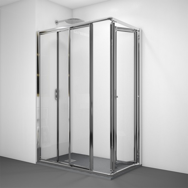 Mampara de ducha cuadrada Cairo - puerta plegable + puerta corredera