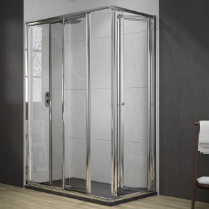 Mampara de ducha cuadrada Cairo - puerta plegable + puerta corredera 2