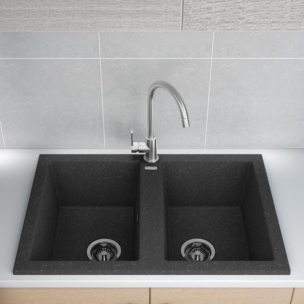 Fregadero con doble cubeta - Serie Supreme 760 Negro Granito