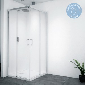 Mampara de ducha angular X-40 - 2 puertas deslizantes + 2 paneles fijos