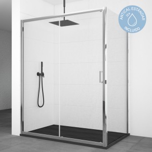 Mampara puerta y fijo en línea X-60  + Fijo en ángulo X60SP